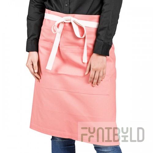 Uncommon Chef 3117 Coral Pink Customizable 100% Cotton Canvas Moxie Waist Apron with Natural Webbing and 3 Pockets - 24