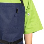 Uncommon Chef 3104 Indigo Customizable 100% Cotton Denim Rebel Bib Apron with Black Webbing and 3 Pockets - 34