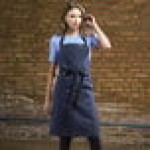 Uncommon Chef 3104 Indigo Customizable 100% Cotton Denim Rebel Bib Apron with Black Webbing and 3 Pockets - 34