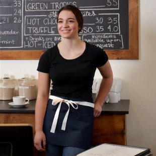 Choice Navy Blue Waist Apron with Natural Webbing and 3 Pockets - 12