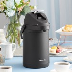 Acopa 3 Liter Stainless Steel Lined Matte Black Airpot with Metal Lever