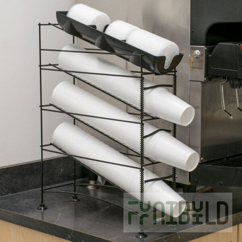 San Jamar C8504WF Wireworks Vertical 8 - 44 oz. Countertop 3 Cup / 1 Lid Organizer