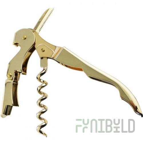 Franmara Duo-Lever Gold Plated Stainless Steel Waiter's Corkscrew 5408-68