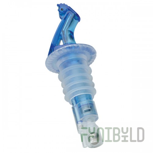 Precision Pours 300 BL F 3 oz. Ocean Blue Measured Liquor Pourer with Fliptop - 12/Pack