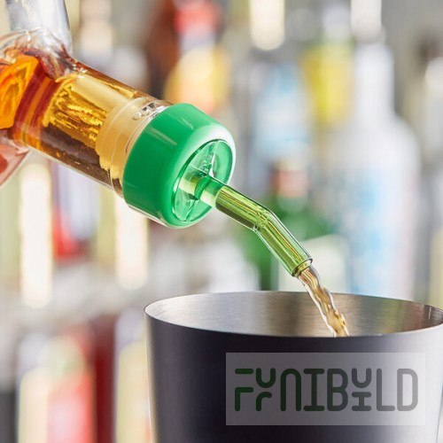 Choice Green Free Flow Whiskey Pourer with Green Collar - 12/Pack
