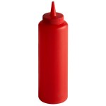 Vollrath 52064 Traex® 12 oz. Red Single Tip Slim Profile Squeeze Bottle
