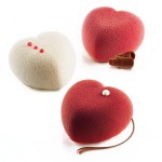 Silikomart AMORINI 100 8 Compartment Heart-Shaped Silicone Baking Mold with Border and Plastic Cutter - 2 3/8