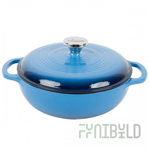 Lodge EC3D33 3 Qt. Caribbean Blue Enameled Cast Iron Dutch Oven