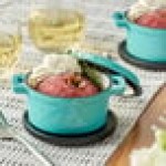 Valor 8 oz. Aqua Sky Enameled Mini Cast Iron Pot with Cover Valor 8 oz. Aqua Sky Enameled Mini Cast Iron Pot with Cover
