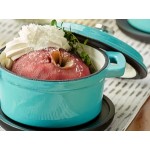 Valor 8 oz. Aqua Sky Enameled Mini Cast Iron Pot with Cover Valor 8 oz. Aqua Sky Enameled Mini Cast Iron Pot with Cover