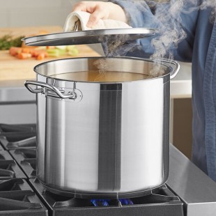 Vigor SS1 Series 20 Qt. Heavy-Duty Stainless Steel Aluminum-Clad Stock Pot with Cover Vigor SS1 Series 20 Qt. Heavy-Duty Stainless Steel Aluminum-Clad Stock Pot with Cover
