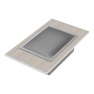 Bon Chef NX-14-IS-S-O Nexus Quarter Size Silver / Oak Ice Station / Cold Drop-In Food Well with Drain Assembly Bon Chef NX-14-IS-S-O Nexus Quarter Size Silver / Oak Ice Station / Cold Drop-In Food Well with Drain Assembly