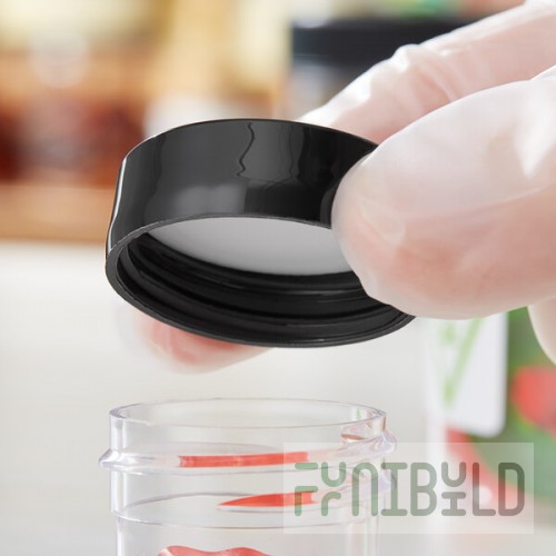 33/400 Black Continuous Thread Flat Customizable Lid with Foam Liner - 100/Pack