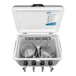 Coldbreak JOCK-4TR-SS54 Stainless Steel 4 Faucet 54 Qt. Insulated Jockey Box with Rear Inputs and 50 ft. Coils