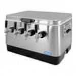Coldbreak JOCK-4TR-SS54 Stainless Steel 4 Faucet 54 Qt. Insulated Jockey Box with Rear Inputs and 50 ft. Coils