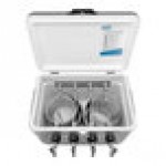 Coldbreak JOCK-4TR-SS54 Stainless Steel 4 Faucet 54 Qt. Insulated Jockey Box with Rear Inputs and 50 ft. Coils