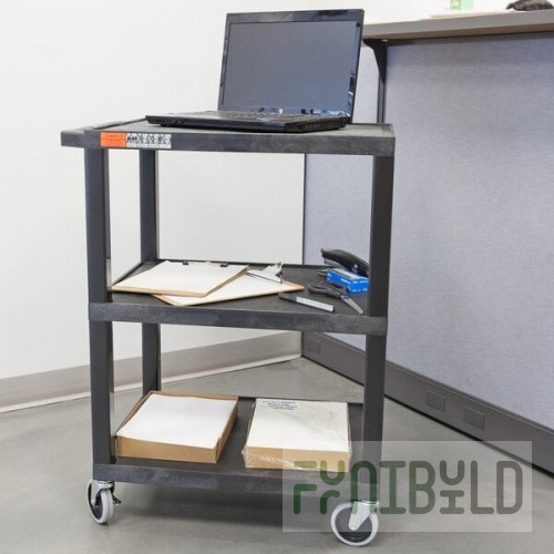 Luxor WT34S Tuffy Black Three Shelf Utility Cart - 24