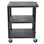 Luxor WT34S Tuffy Black Three Shelf Utility Cart - 24 Luxor WT34S Tuffy Black Three Shelf Utility Cart - 24