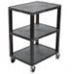 Luxor WT34S Tuffy Black Three Shelf Utility Cart - 24 Luxor WT34S Tuffy Black Three Shelf Utility Cart - 24
