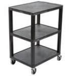 Luxor WT34S Tuffy Black Three Shelf Utility Cart - 24 Luxor WT34S Tuffy Black Three Shelf Utility Cart - 24