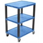 Luxor WT34S Tuffy Black Three Shelf Utility Cart - 24 Luxor WT34S Tuffy Black Three Shelf Utility Cart - 24