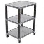 Luxor WT34S Tuffy Black Three Shelf Utility Cart - 24 Luxor WT34S Tuffy Black Three Shelf Utility Cart - 24