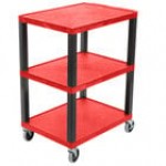 Luxor WT34S Tuffy Black Three Shelf Utility Cart - 24 Luxor WT34S Tuffy Black Three Shelf Utility Cart - 24