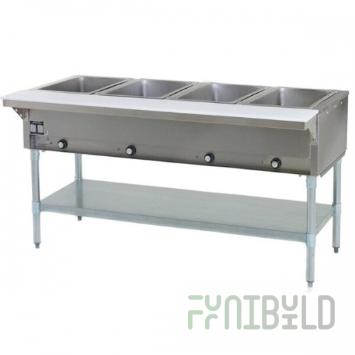 Eagle Group SHT4 Natural Gas Steam Table Four Pan - All Stainless Steel - Open Well