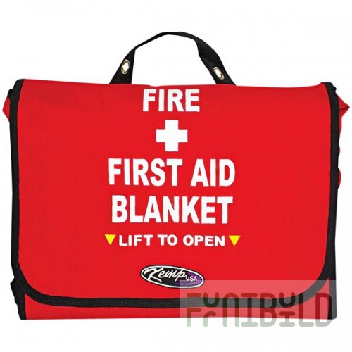 Kemp USA Red First Aid Blanket Bag with 80% Wool Blanket 10-127-BLA