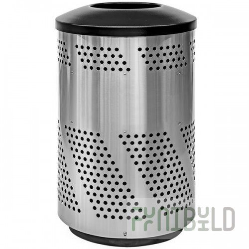 Ex-Cell Kaiser Arena 51 Series ARENA-51 SS 51 Gallon Stainless Steel Customizable Outdoor Trash Receptacle with Dome Top