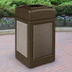 Commercial Zone 720355 StoneTec 42 Gallon Brown Square Decorative Trash Can with Riverstone Panels