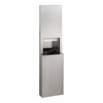 Bobrick Fino B-9279 6 Gallon Surface-Mounted Stainless Steel Trash Can with Satin Finish