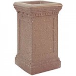 Wausau Tile WS1043 Cartier 22 Gallon Concrete Square Trash Can with Aluminum Pitch-In Lid
