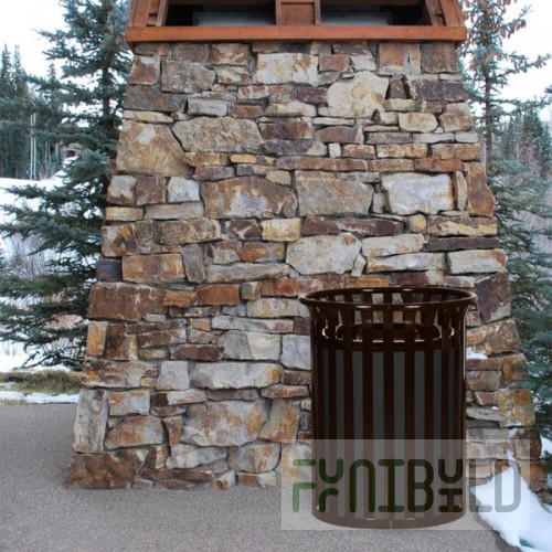 Ex-Cell Kaiser SC-2633 COF Streetscape Coffee Gloss 37 Gallon Round Classic Outdoor Trash Can