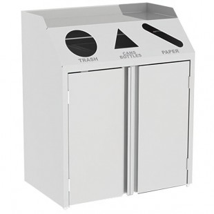 Lakeside 4315 Stainless Steel Rectangular Refuse / Recycle / Paper Station with Front Access - 37 1/2