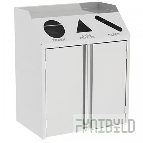 Lakeside 4315 Stainless Steel Rectangular Refuse / Recycle / Paper Station with Front Access - 37 1/2