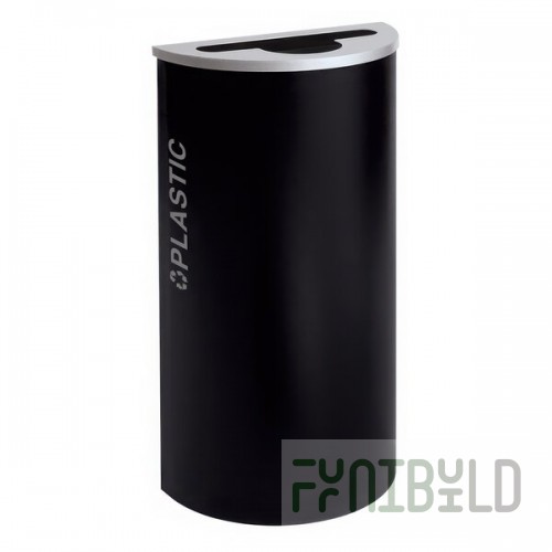 Ex-Cell Kaiser RC-KDHR-PL BT-PBG Black Tie Kaleidoscope Pebble Black Gloss Half Round 8 Gallon Plastic Receptacle