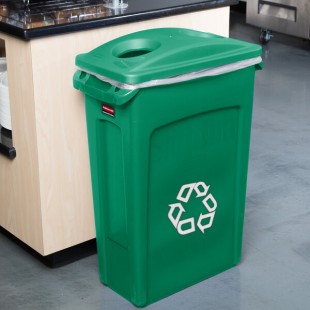 Rubbermaid® Slim Jim 92 Qt. / 23 Gallon Green Rectangular Recycling Container with Green 2 Hole Lid Rubbermaid® Slim Jim 92 Qt. / 23 Gallon Green Rectangular Recycling Container with Green 2 Hole Lid