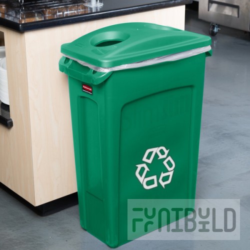 Rubbermaid® Slim Jim 92 Qt. / 23 Gallon Green Rectangular Recycling Container with Green 2 Hole Lid