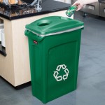 Rubbermaid® Slim Jim 92 Qt. / 23 Gallon Green Rectangular Recycling Container with Green 2 Hole Lid