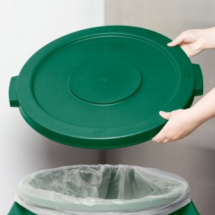 Carlisle 84102109 Bronco 20 Gallon Green Flat Round Trash Can Lid