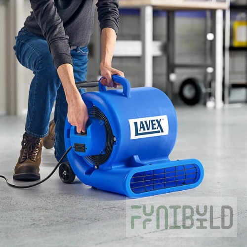 Lavex 3-Speed Compact Air Mover with Telescoping Handle, Wheels, and GFCI Power Outlets - 1/2 hp, 1,200 CFM