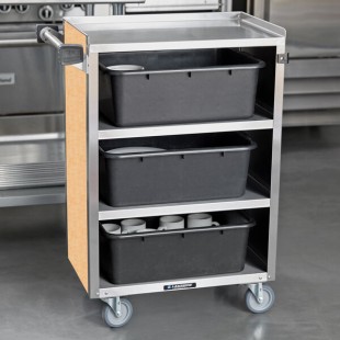 Lakeside 815HRM 4 Shelf Medium Duty Stainless Steel Utility Cart with Enclosed Base and Hard Rock Maple Finish - 16 7/8 Lakeside 815HRM 4 Shelf Medium Duty Stainless Steel Utility Cart with Enclosed Base and Hard Rock Maple Finish - 16 7/8