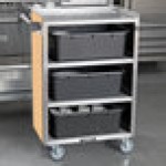 Lakeside 815HRM 4 Shelf Medium Duty Stainless Steel Utility Cart with Enclosed Base and Hard Rock Maple Finish - 16 7/8 Lakeside 815HRM 4 Shelf Medium Duty Stainless Steel Utility Cart with Enclosed Base and Hard Rock Maple Finish - 16 7/8