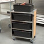Lakeside 615HRM 4 Shelf Standard Duty Stainless Steel Utility Cart with Enclosed Base and Hard Rock Maple Finish - 16 1/2 Lakeside 615HRM 4 Shelf Standard Duty Stainless Steel Utility Cart with Enclosed Base and Hard Rock Maple Finish - 16 1/2