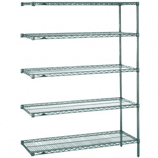 Metro 5AN437K3 Super Erecta Metroseal Green Adjustable Wire Stationary Add-On Shelving Unit - 21