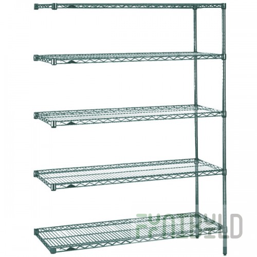 Metro 5AN437K3 Super Erecta Metroseal Green Adjustable Wire Stationary Add-On Shelving Unit - 21