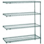 Metro 5AN437K3 Super Erecta Metroseal Green Adjustable Wire Stationary Add-On Shelving Unit - 21
