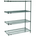 Metro 5AN437K3 Super Erecta Metroseal Green Adjustable Wire Stationary Add-On Shelving Unit - 21