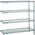 Metro 5AN437K3 Super Erecta Metroseal Green Adjustable Wire Stationary Add-On Shelving Unit - 21